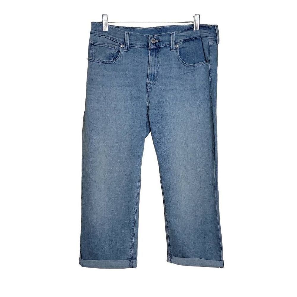 Levi 3449 Irregular Cropped Capri Rolled Cuff Light Wash Denim Jeans Size 30
